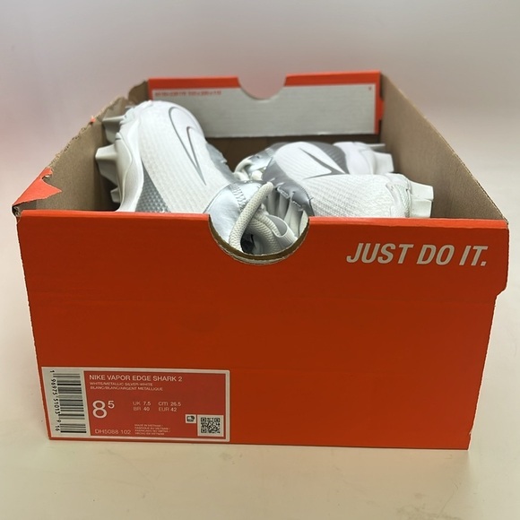 Men’s Nike Vapor Edge Shark‎ 2 Football Cleats Size 8.5 White/Silver NEW!! main image 8